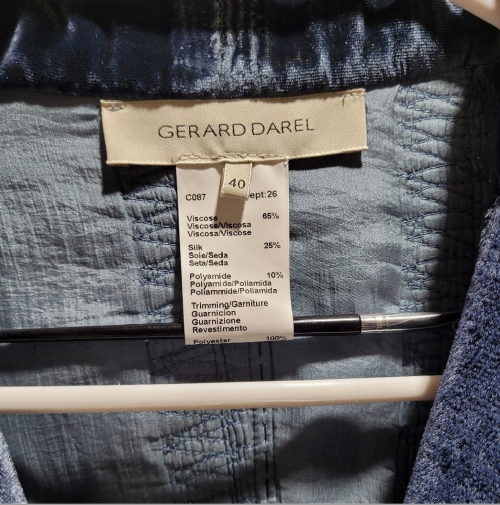 Vintage Gerard Darel Patchwork Silk/Velvet Blazer - Picture 3 of 4